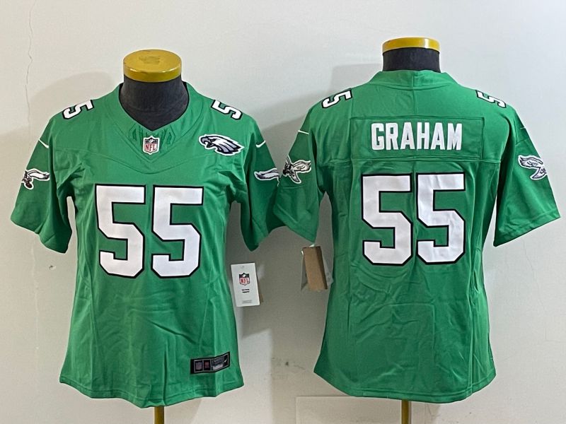 Women Philadelphia Eagles #55 Graham Green three generations 2025 Nike Vapor Limited NFL Jersey style 3